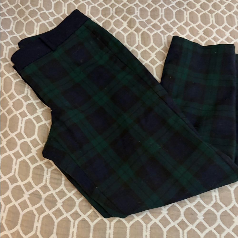 LOFT Ann Taylor  Petites Marisa Ankle plaid Dark Green and Black 6p